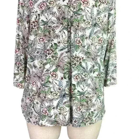 J Jill Top Shirt Womens XL White Multi Floral Stretch Wearever Collection Tunic - Picture 5 of 5